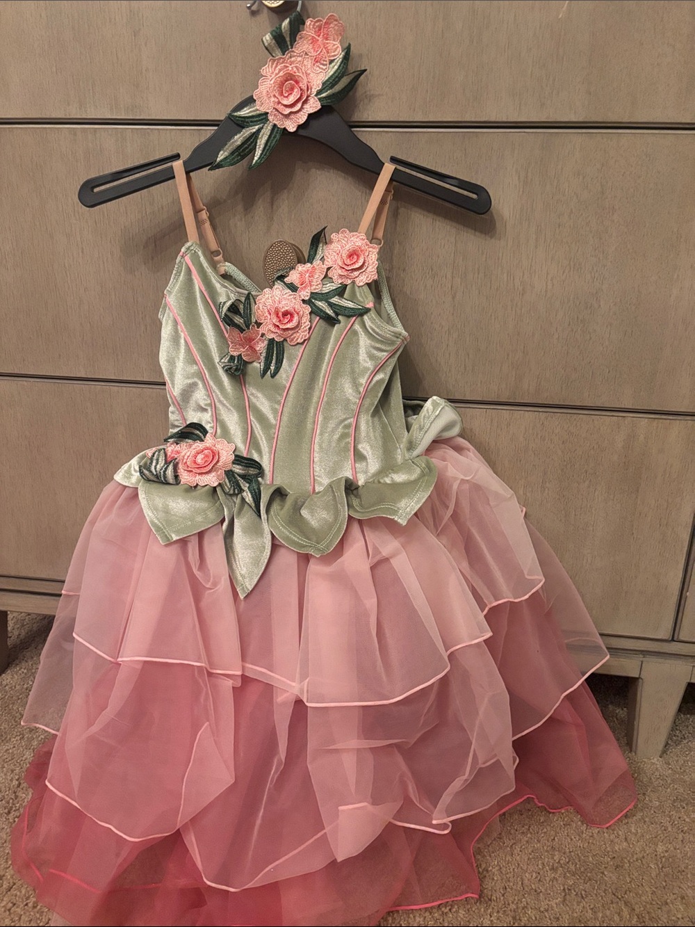 Revolution Pink and Light Green Flower Fairy Dance Dress with hairpiece size MC